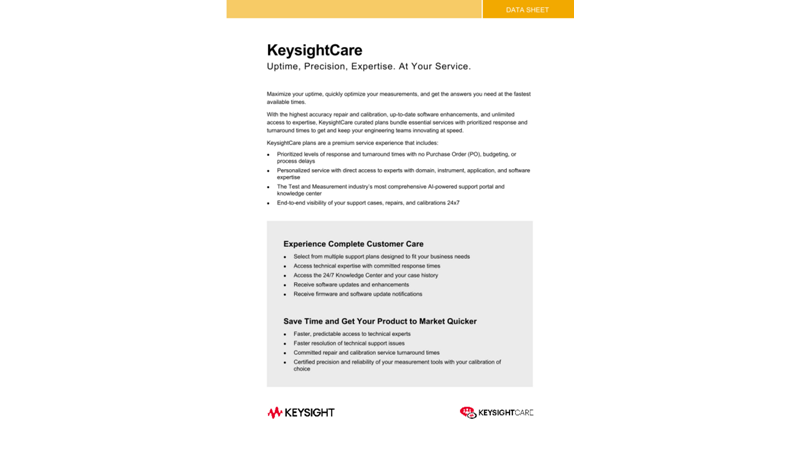 KeysightCare Uptime, Precision, Expertise. At Your Service.